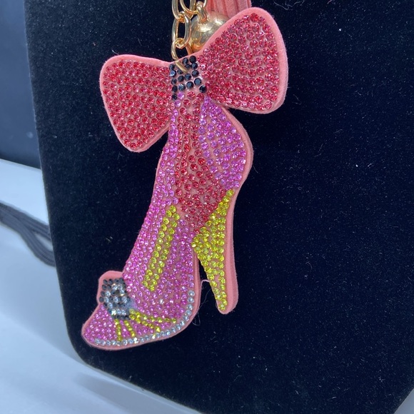 High heel pink bling bag key charm - Picture 2 of 6